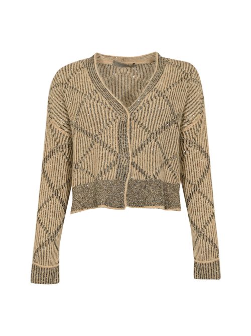 Cardigan in misto cashmere a rombi D. Exterior | 6128312BEI